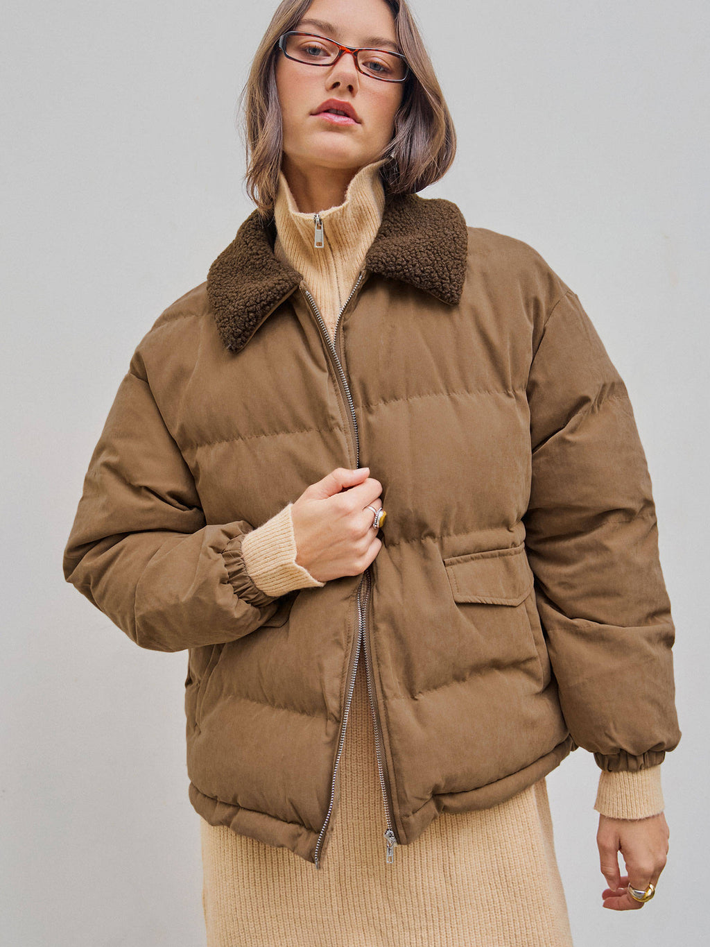 Teddy Collar Pocket Puffer Jacket | JC78 - view 1