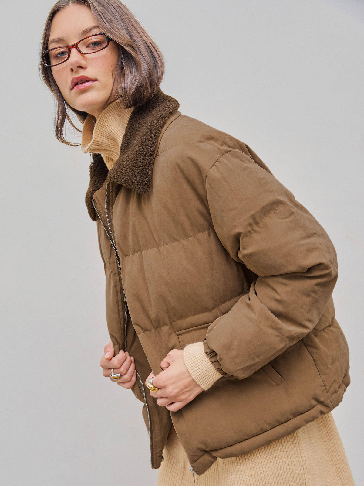 Teddy Collar Pocket Puffer Jacket | JC78 - view 2