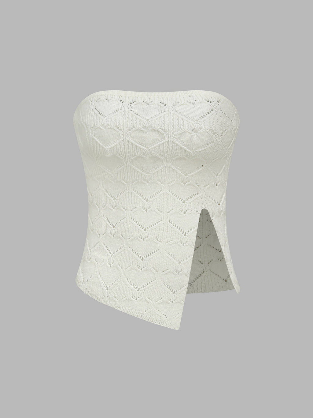 Heart Hollow Out Split Knitted Tube Top | TT90 - view 1