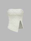 Heart Hollow Out Split Knitted Tube Top | TT90 - view 1