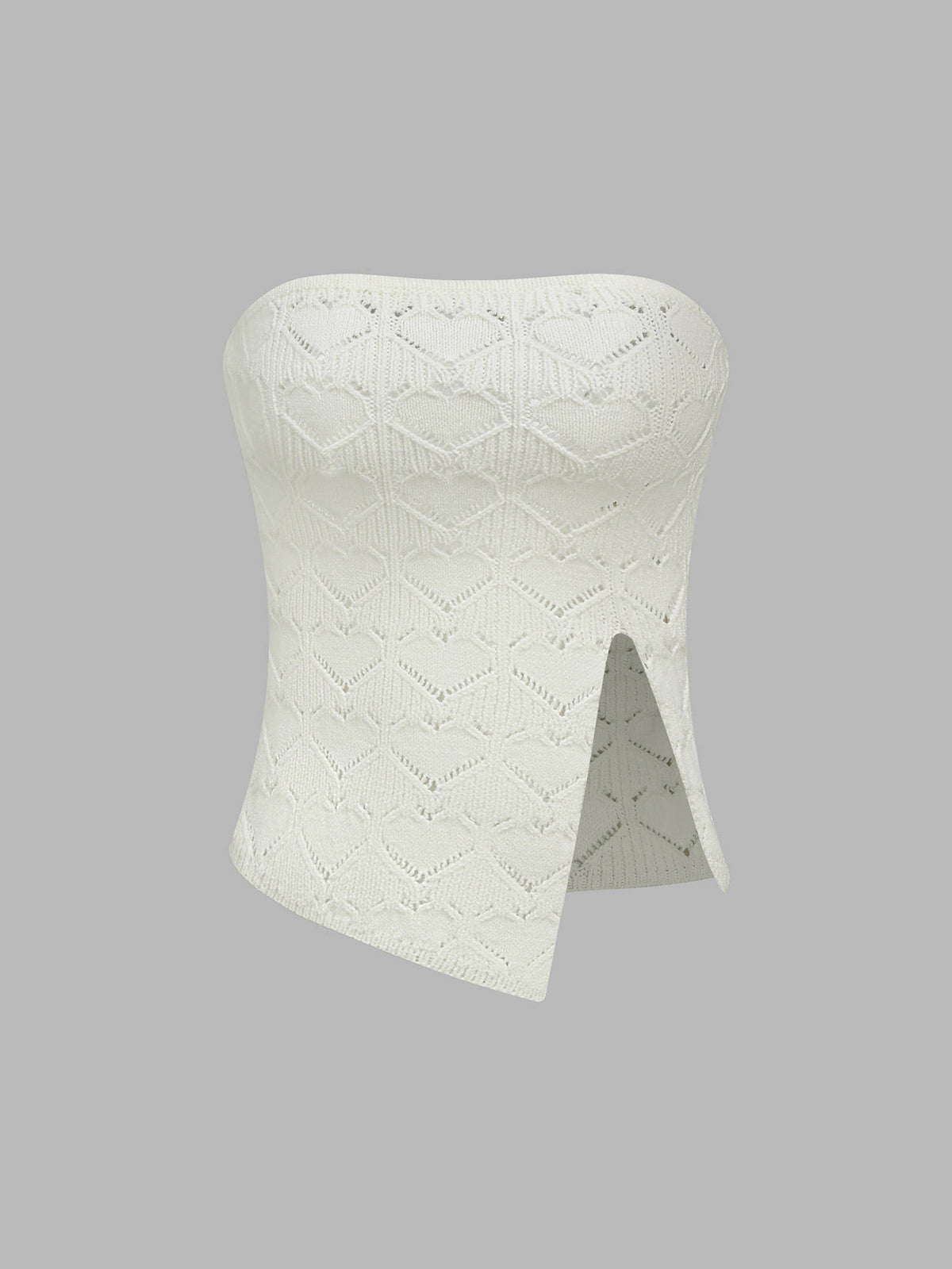 Heart Hollow Out Split Knitted Tube Top | TT90 - view 1