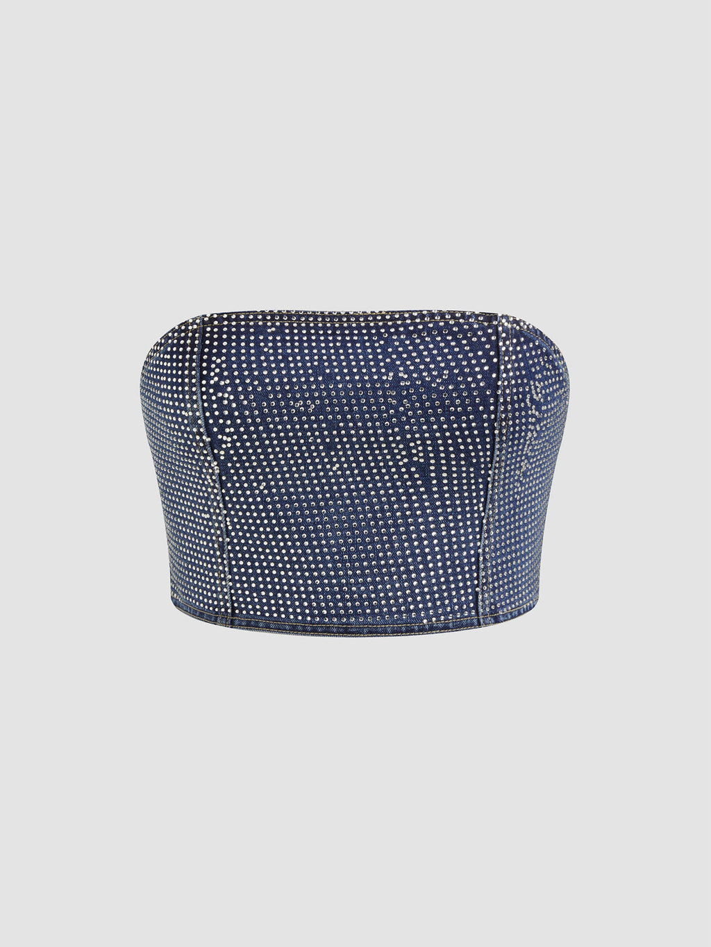Denim Rhinestone Crop Tube Top | TT90 - view 6