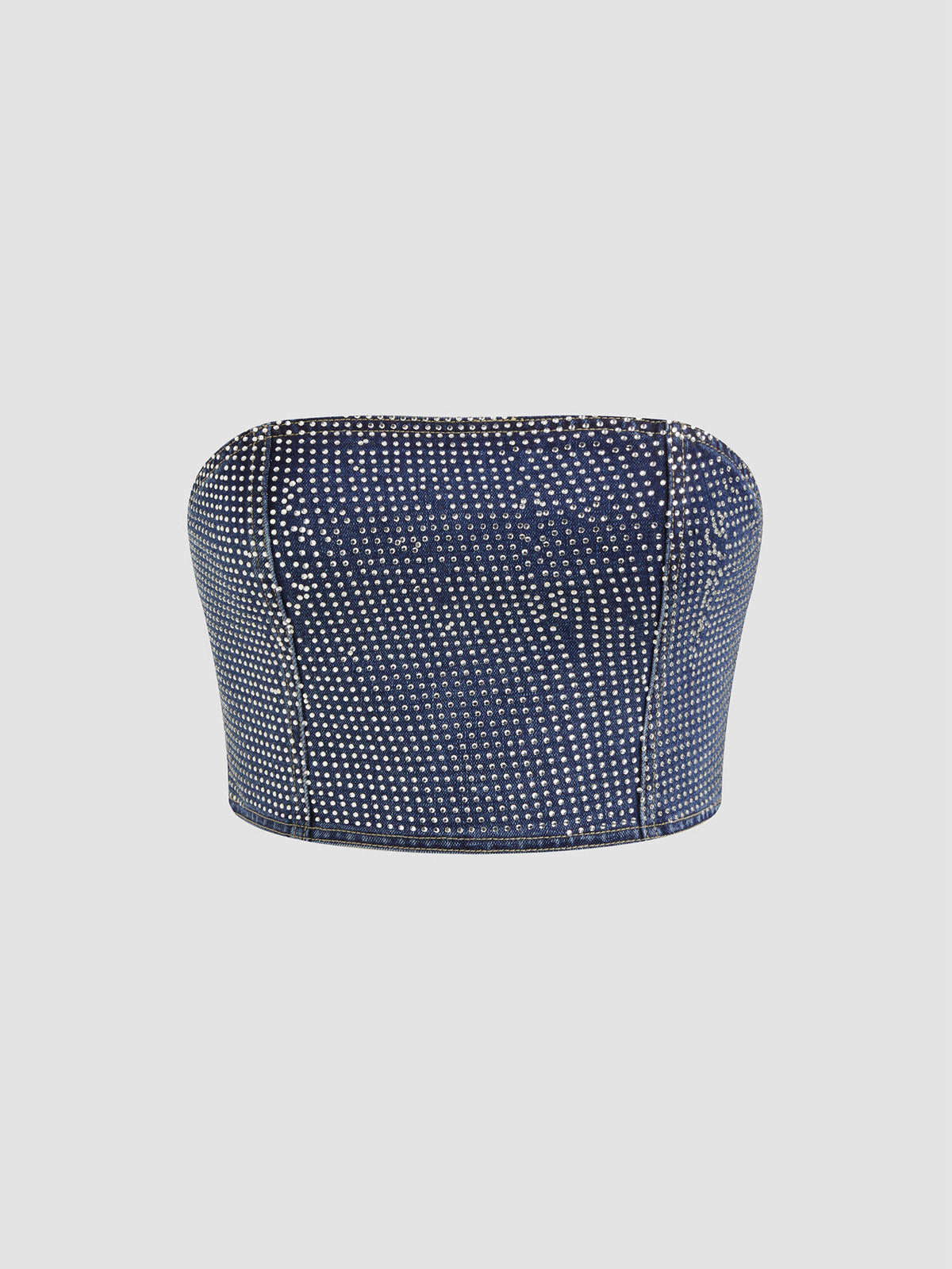 Denim Rhinestone Crop Tube Top | TT90 - view 6