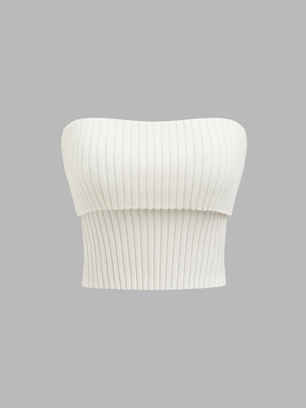 Knitted Strapless Solid Rib Crop Tube Top | TT90 - view 6