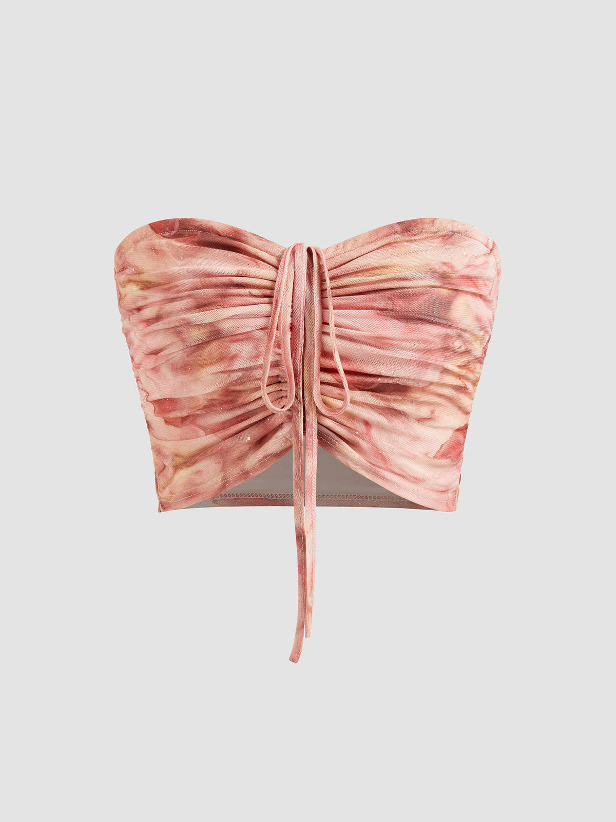 Mesh Abstract Sequin Drawstring Crop Tube Top | TT90 - view 8