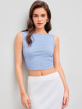 Boat Neck Ruched Solid Crop Tank Top | TT98 - view 10