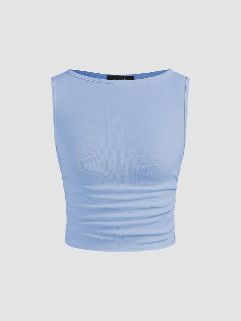 Boat Neck Ruched Solid Crop Tank Top | TT98 - view 15