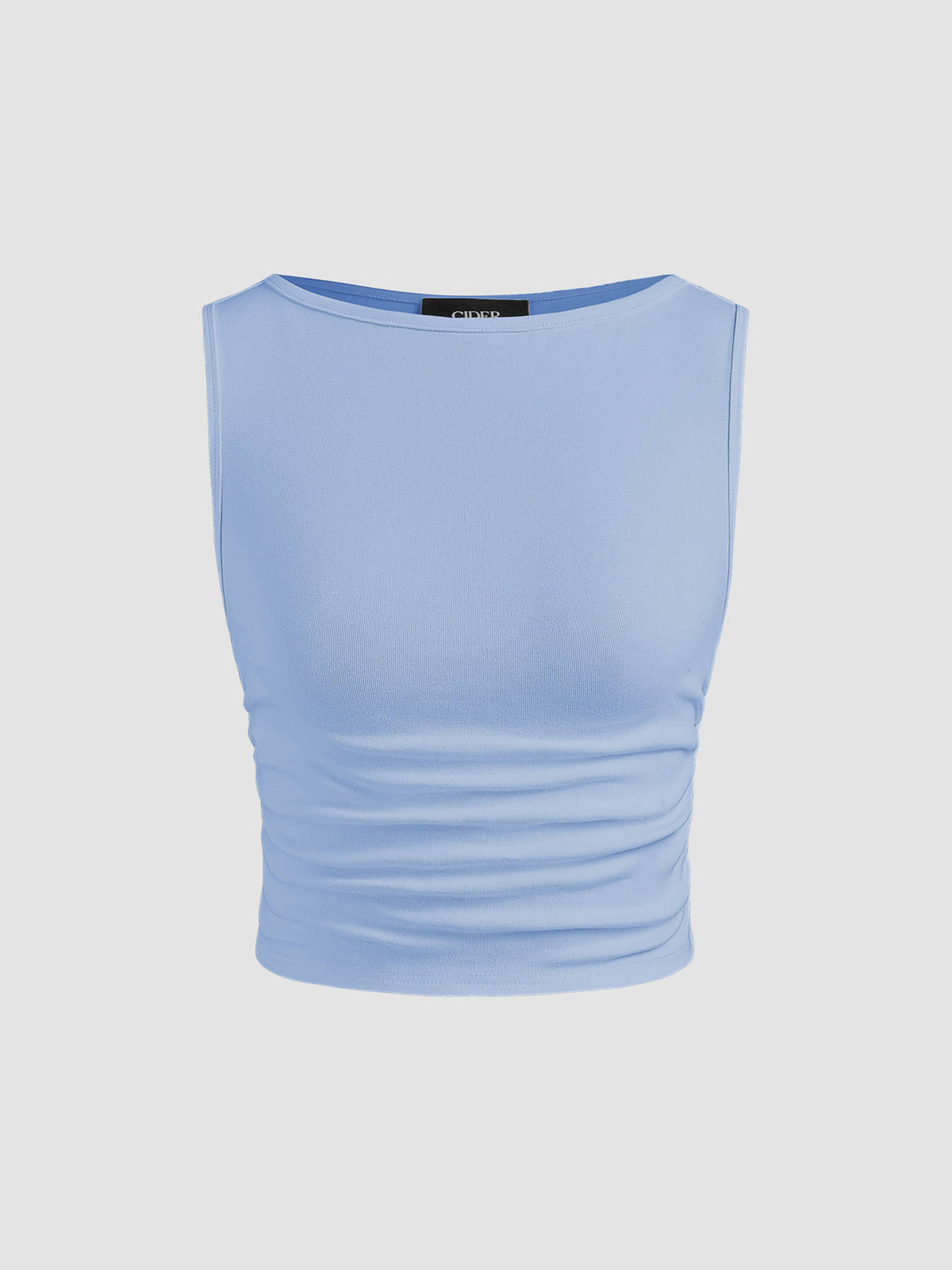 Boat Neck Ruched Solid Crop Tank Top | TT98 - view 15