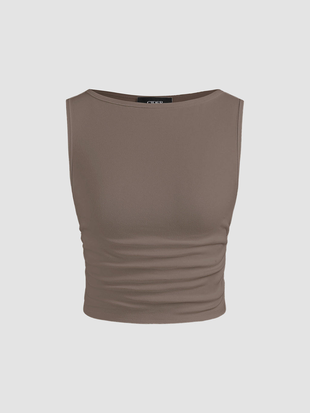 Boat Neck Ruched Solid Crop Tank Top | TT98 - view 30