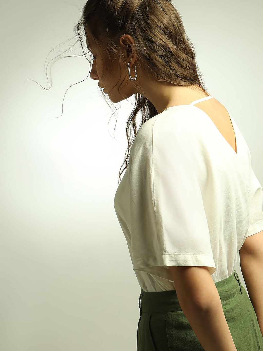 White V-Neck Top