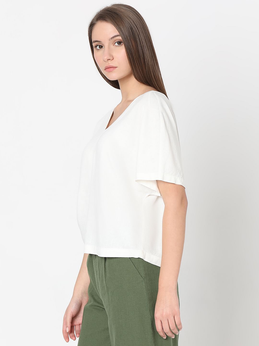 White V-Neck Top