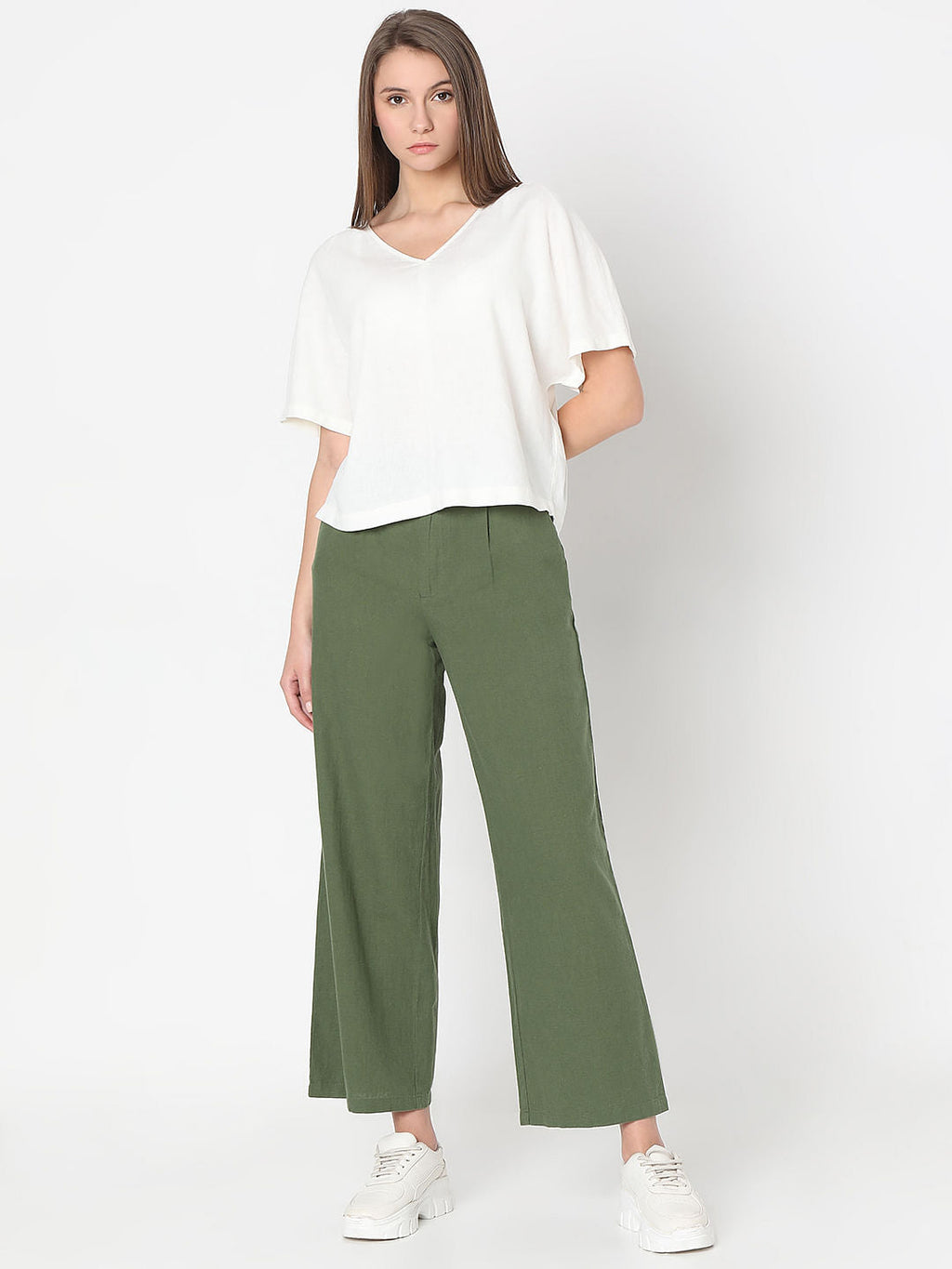 White V-Neck Top