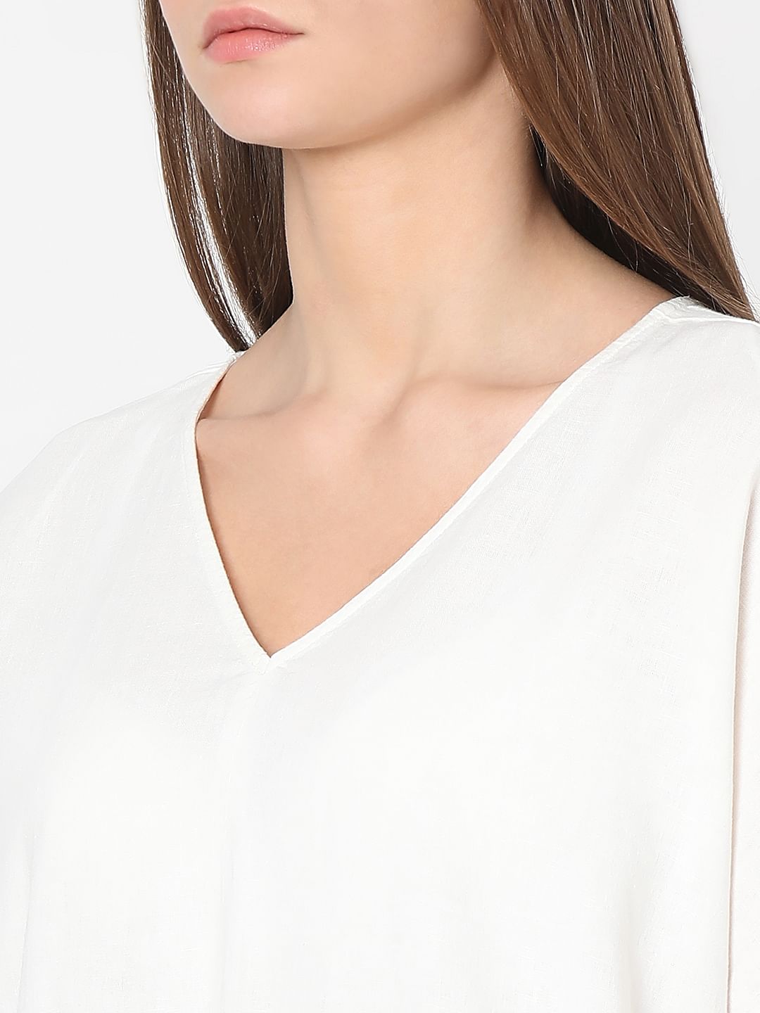 White V-Neck Top