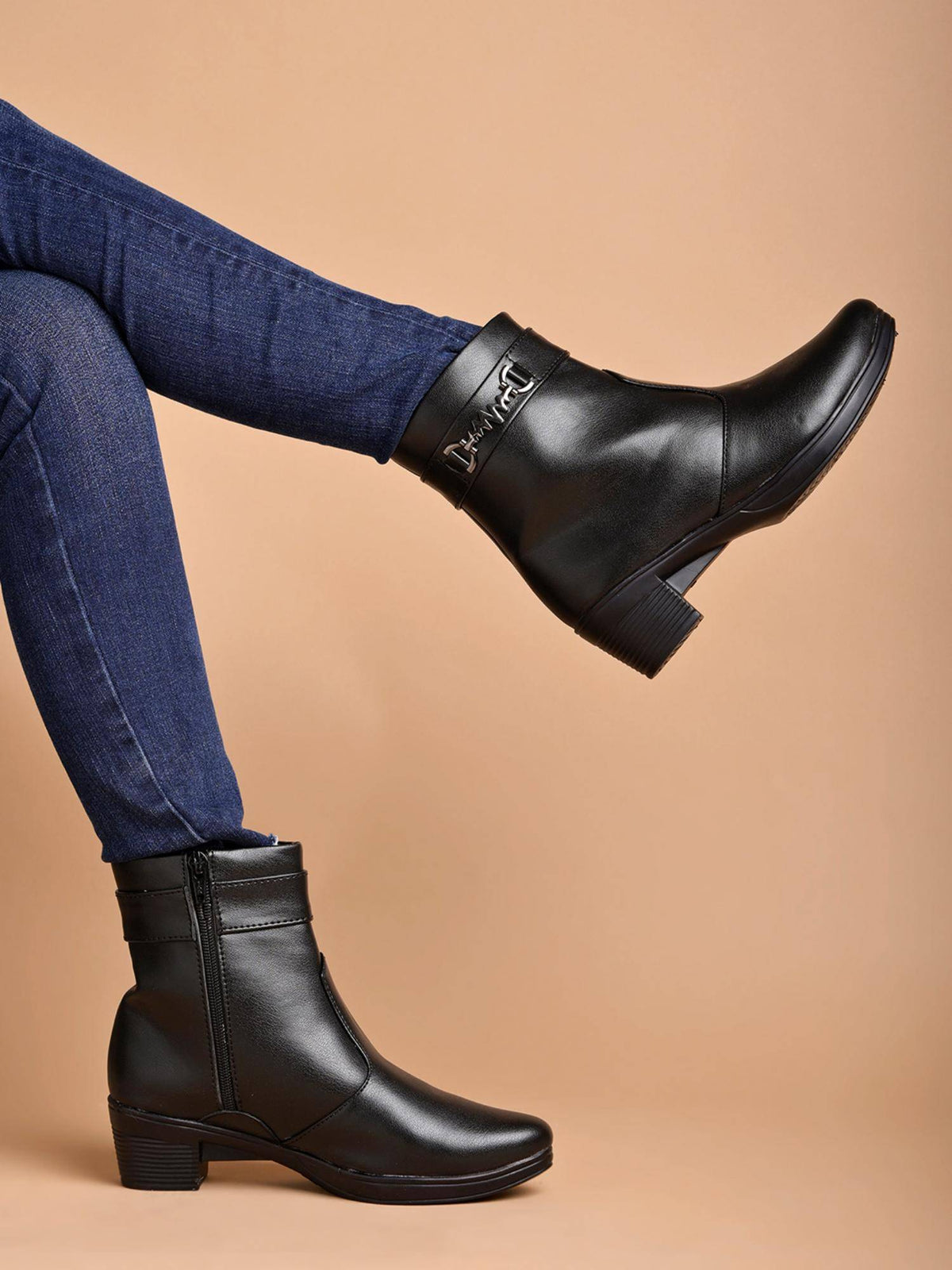 Smart Casual Side Buckle Detailed Tan Boots | BT61 - view 5
