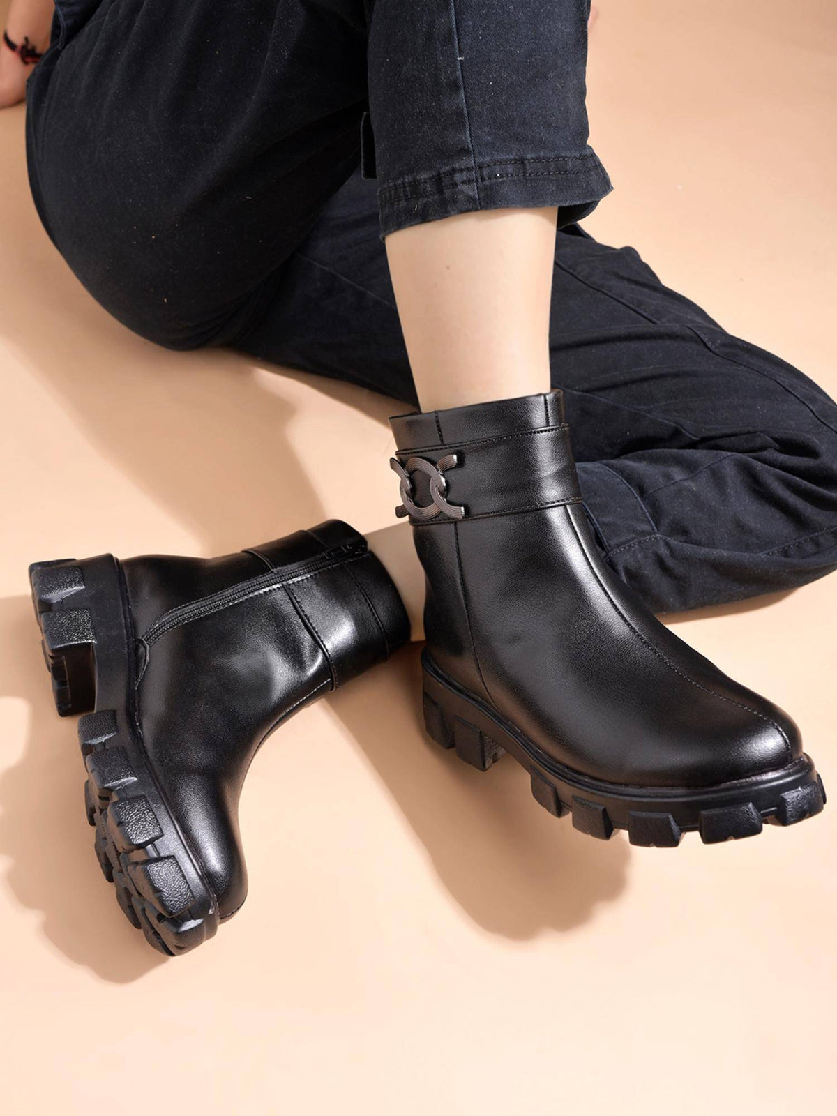 Smart Casual Side Buckle Detailed Tan Boots for Women | BT61 - view 5