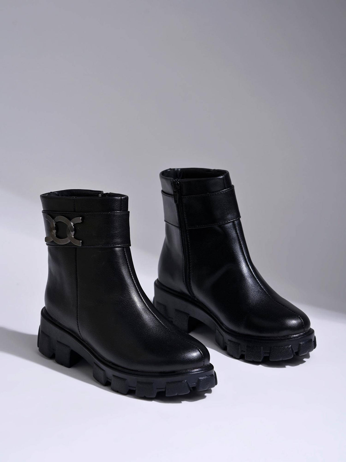 Smart Casual Side Buckle Detailed Black Boots for Women | BT61 - view 4