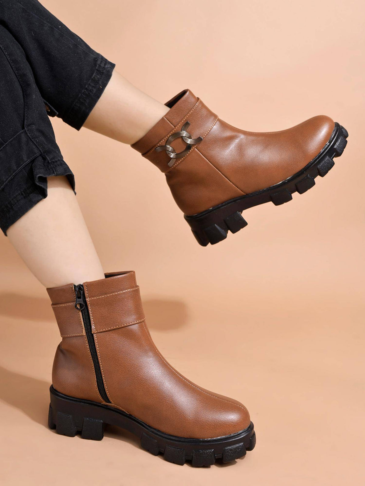 Smart Casual Side Buckle Detailed Black Boots for Women | BT61 - view 5