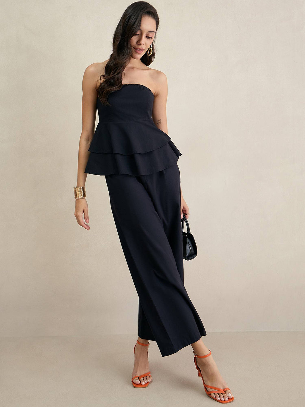 Black Cotton Layered Tube Top | TT90 - view 4