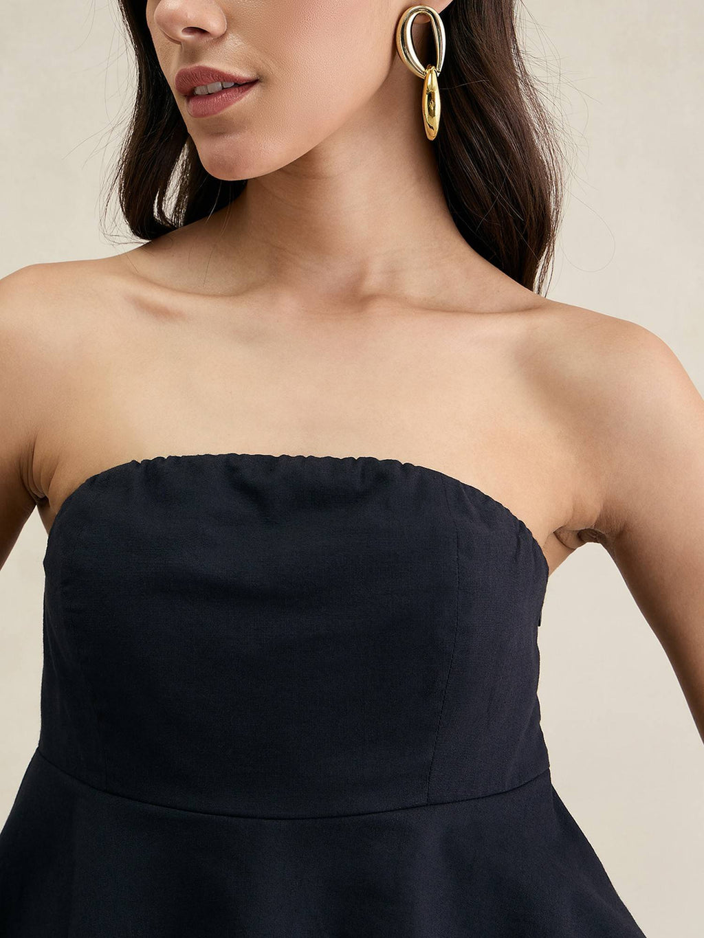Black Cotton Layered Tube Top | TT90 - view 5