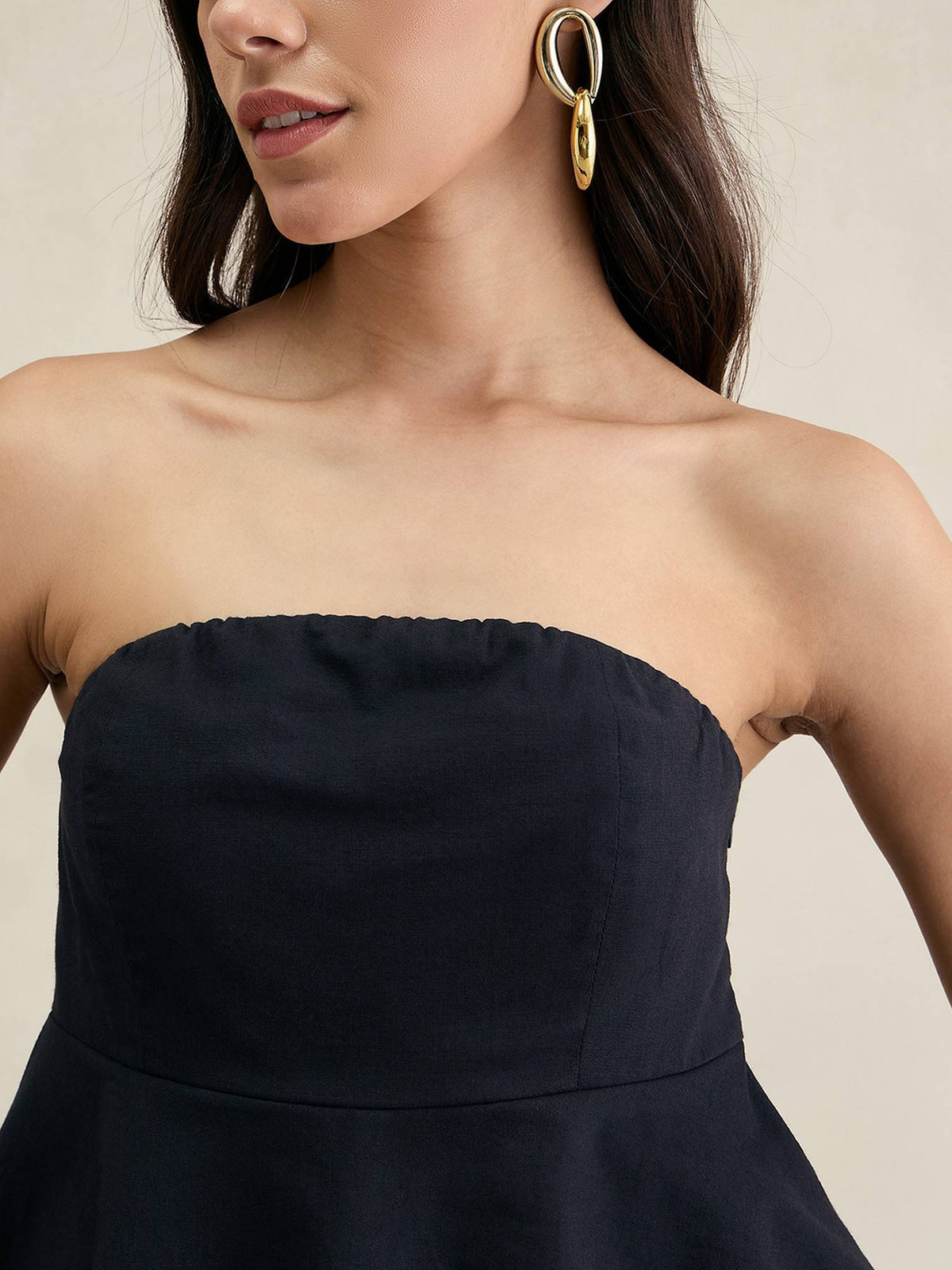 Black Cotton Layered Tube Top | TT90 - view 5