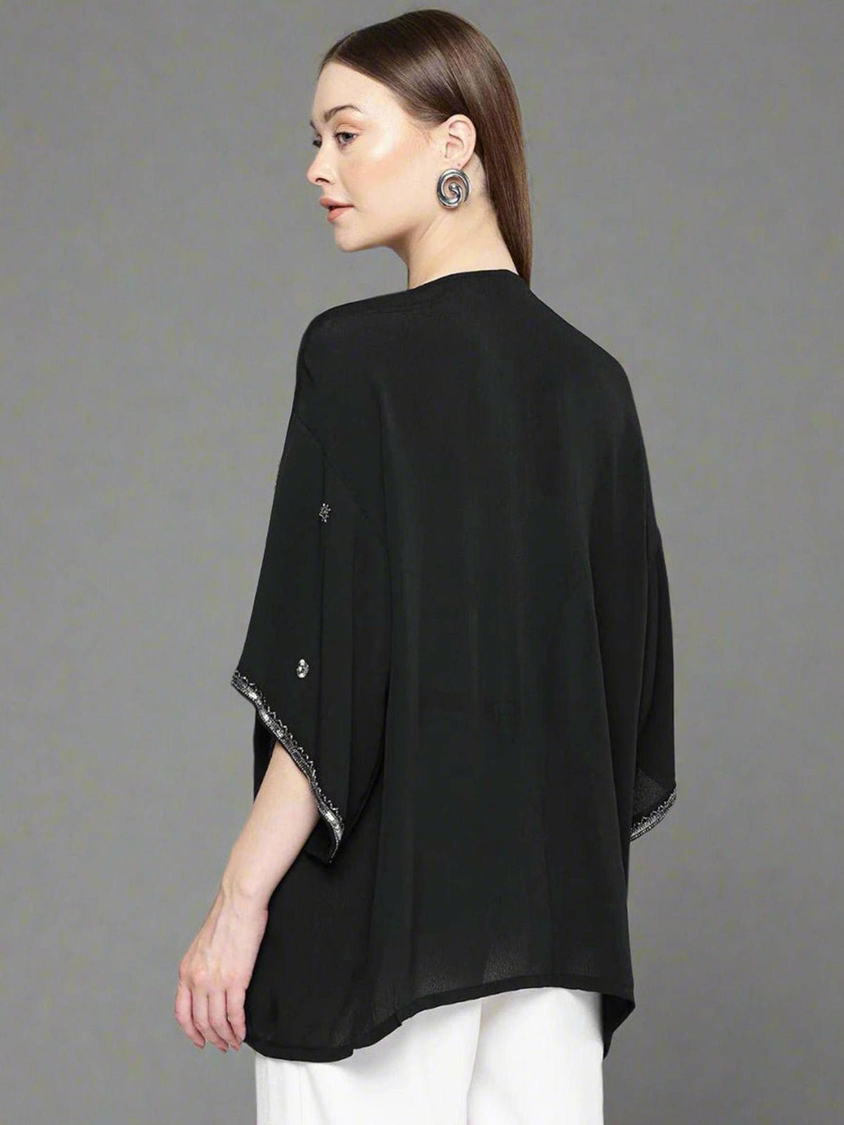 Women's Black Party Embellished Shrug | JC78 - view 2