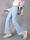 Womens Light Blue Boot Cut High Rise Stretchable Denim Jeans | BT10 - view 1