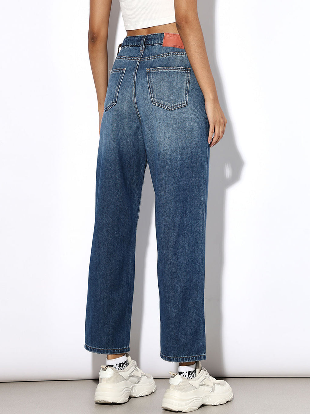 Dark Blue High Rise Straight Fit Jeans
