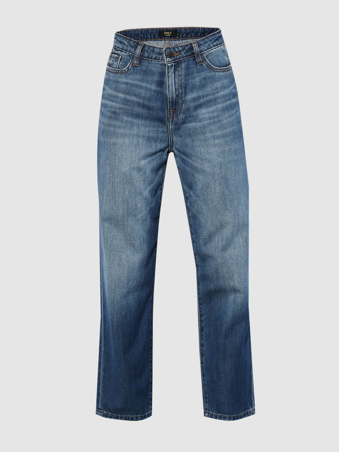 Dark Blue High Rise Straight Fit Jeans