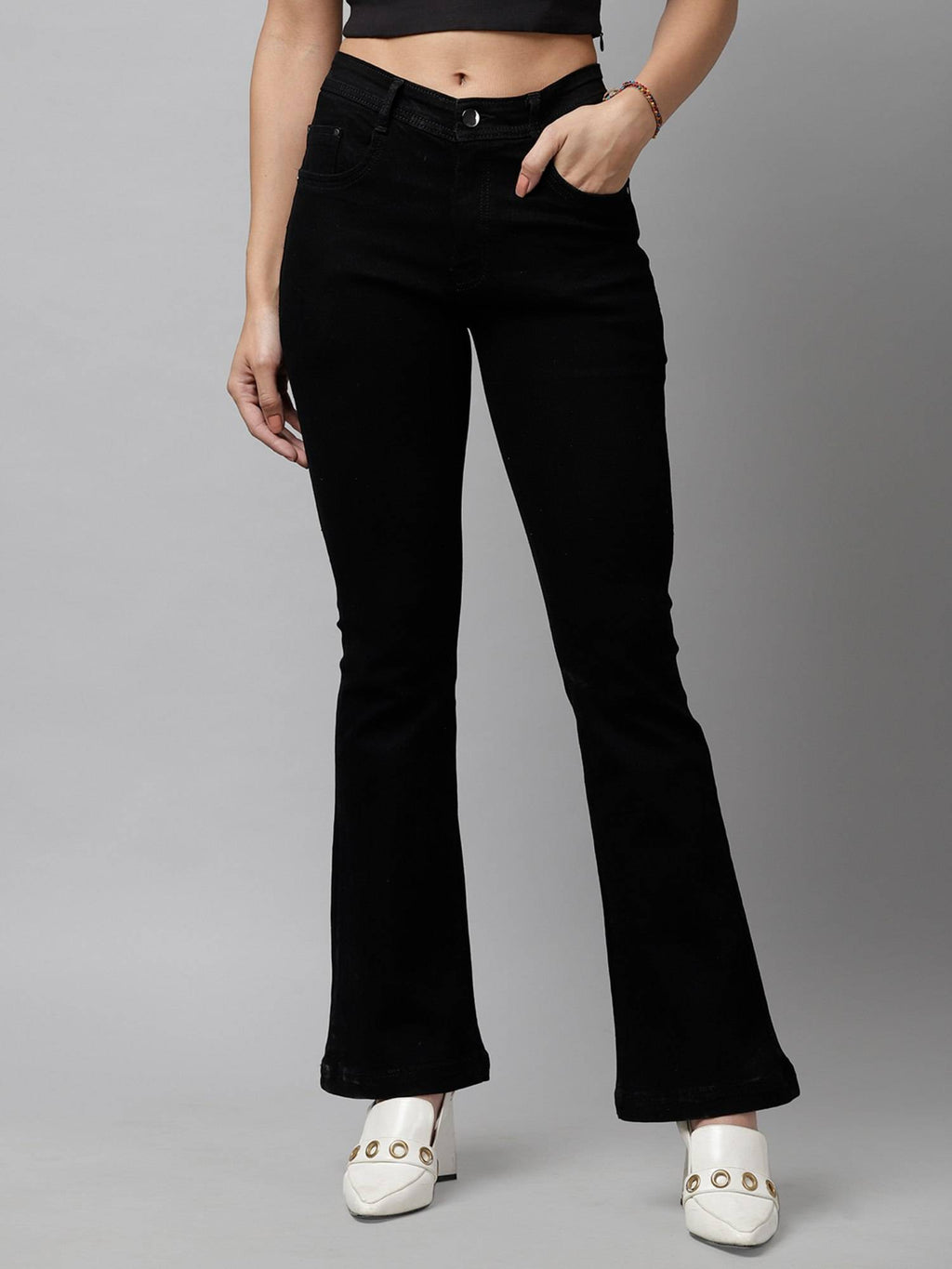 Black Bootcut Mid-Rise Clean Look Jeans | BT10 - view 2