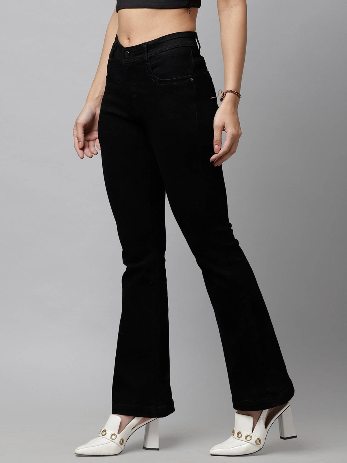 Black Bootcut Mid-Rise Clean Look Jeans | BT10 - view 3