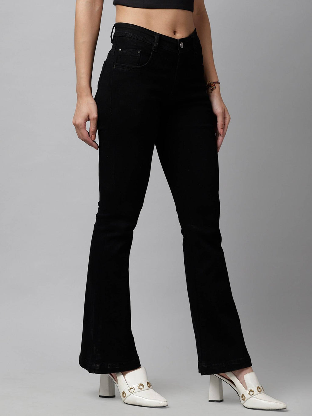 Black Bootcut Mid-Rise Clean Look Jeans | BT10 - view 4