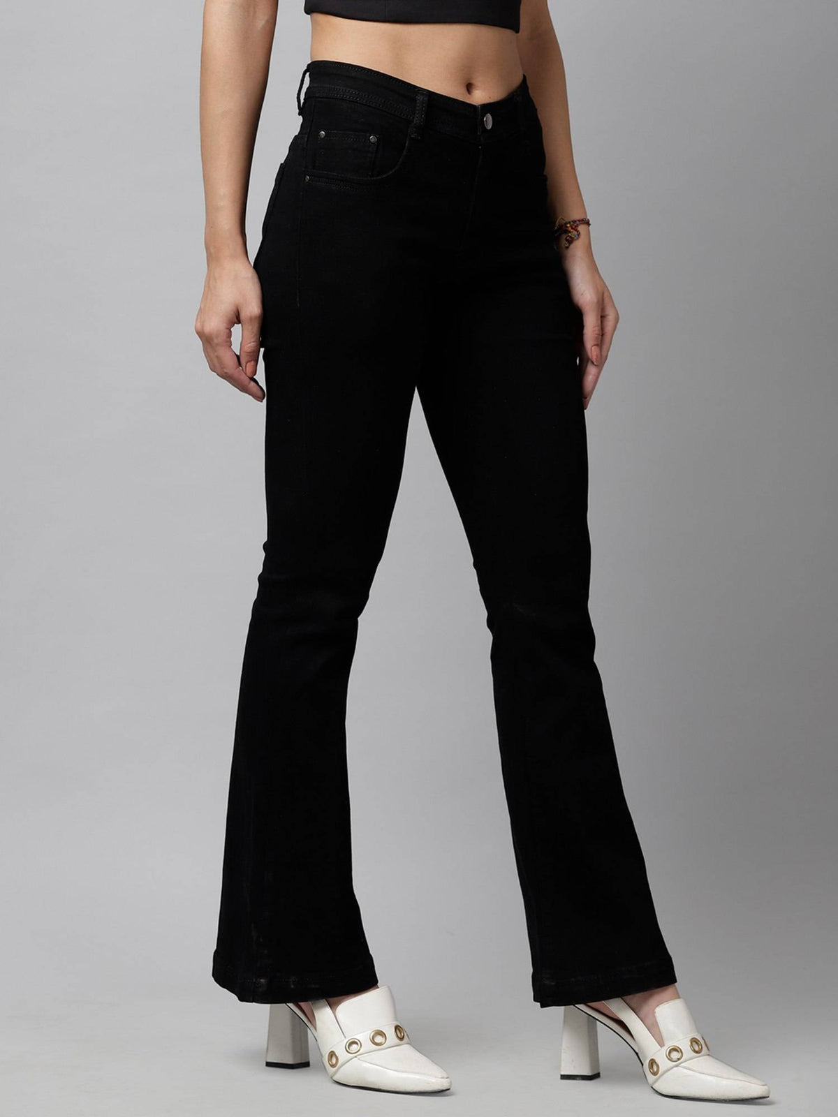Black Bootcut Mid-Rise Clean Look Jeans | BT10 - view 4