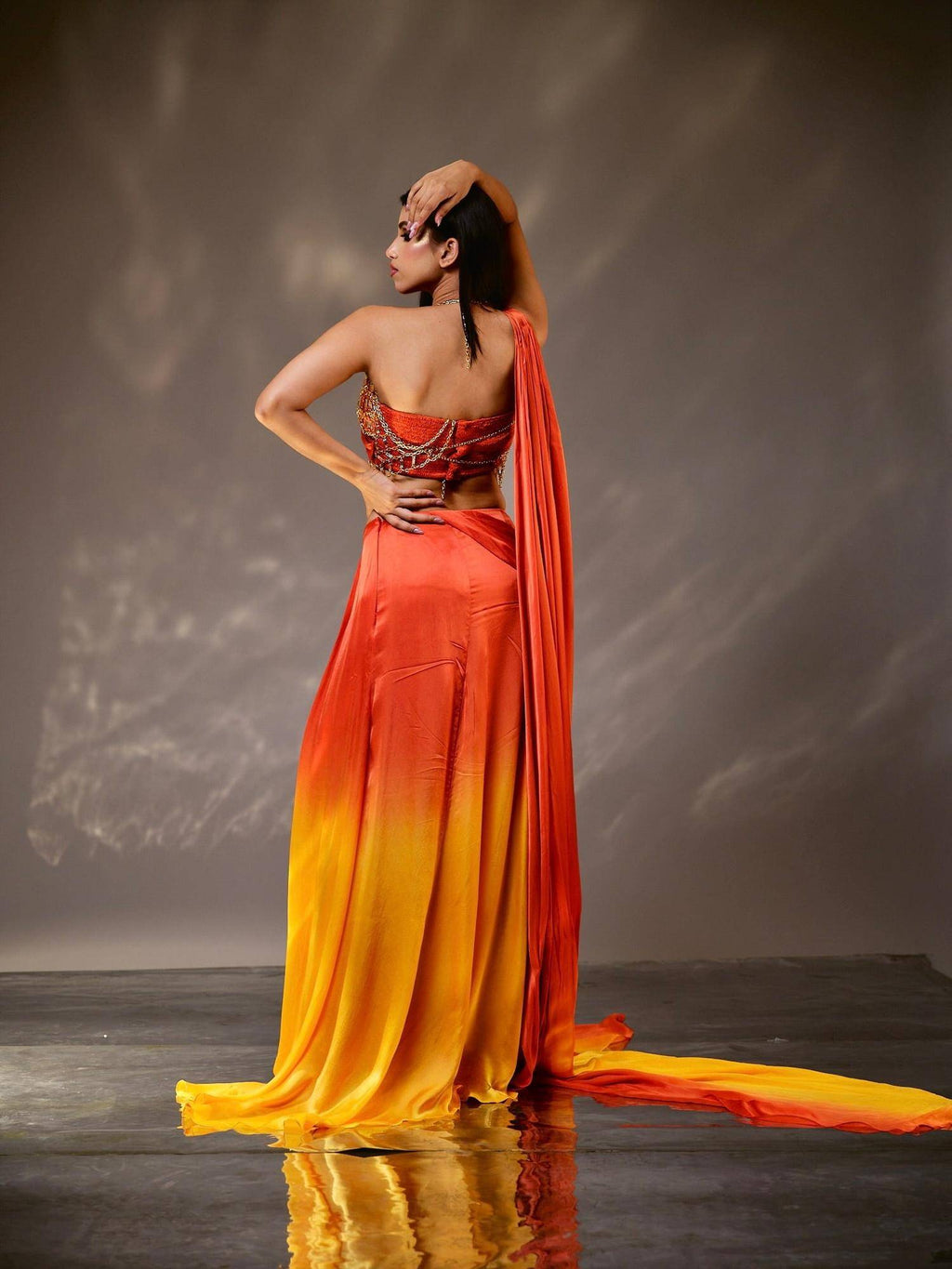 Orange Swarnima Halter Crystal Top | CT61 - view 5