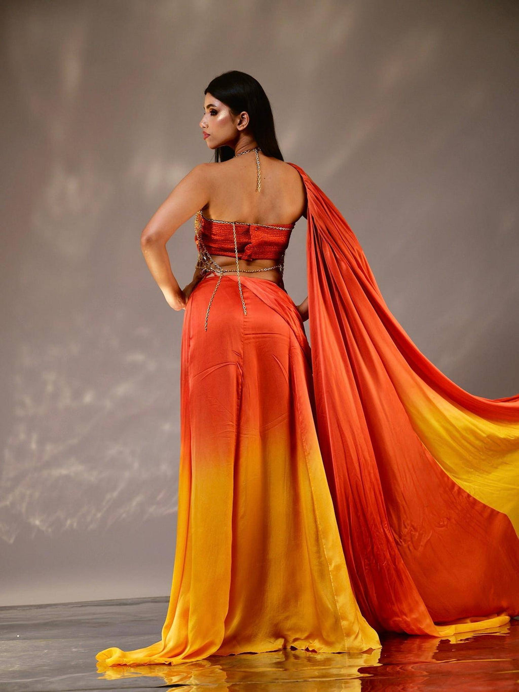 Orange Swarnima Halter Crystal Top | CT61 - view 6