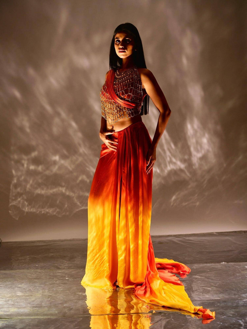Orange Swarnima Halter Crystal Top | CT61 - view 7