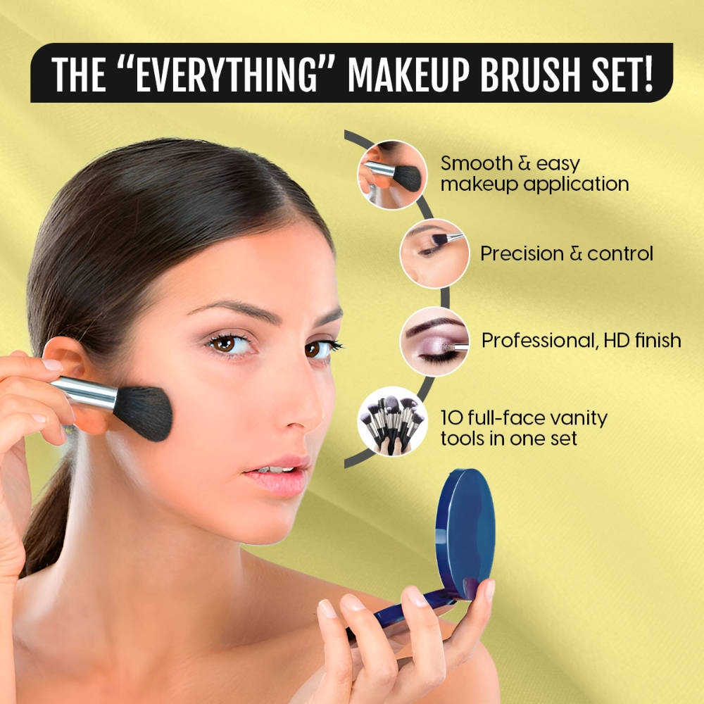 Makeup Cosmetic Brushes For Full Face & Eye Makeup - Set of 10 | E20 - view 2