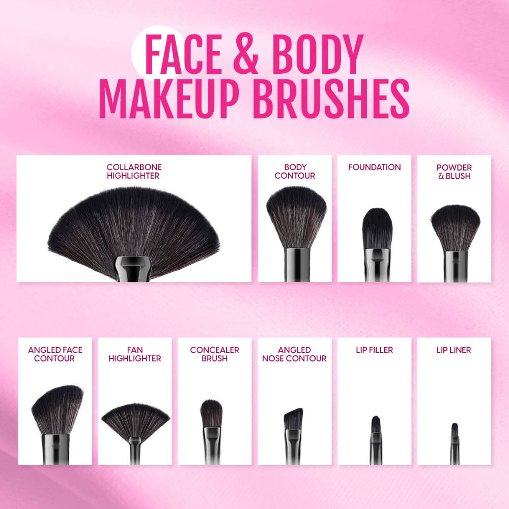Professional Makeup Cosmetic Brushes With Travel Pouch Case Storage - Set Of 24 | C83 - view 4
