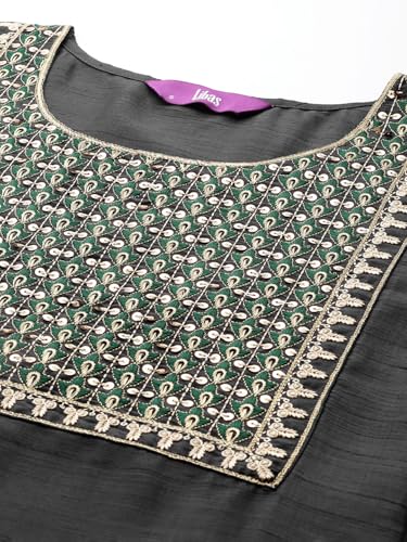 Gerua Grey Embroidered Silk Straight Kurta