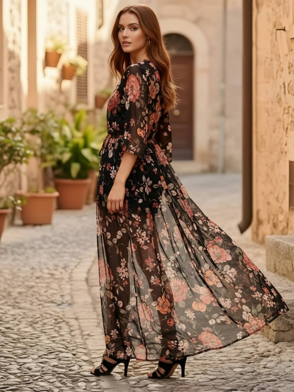 Women Black Polyester Floral Shrug | JC78 - view 3