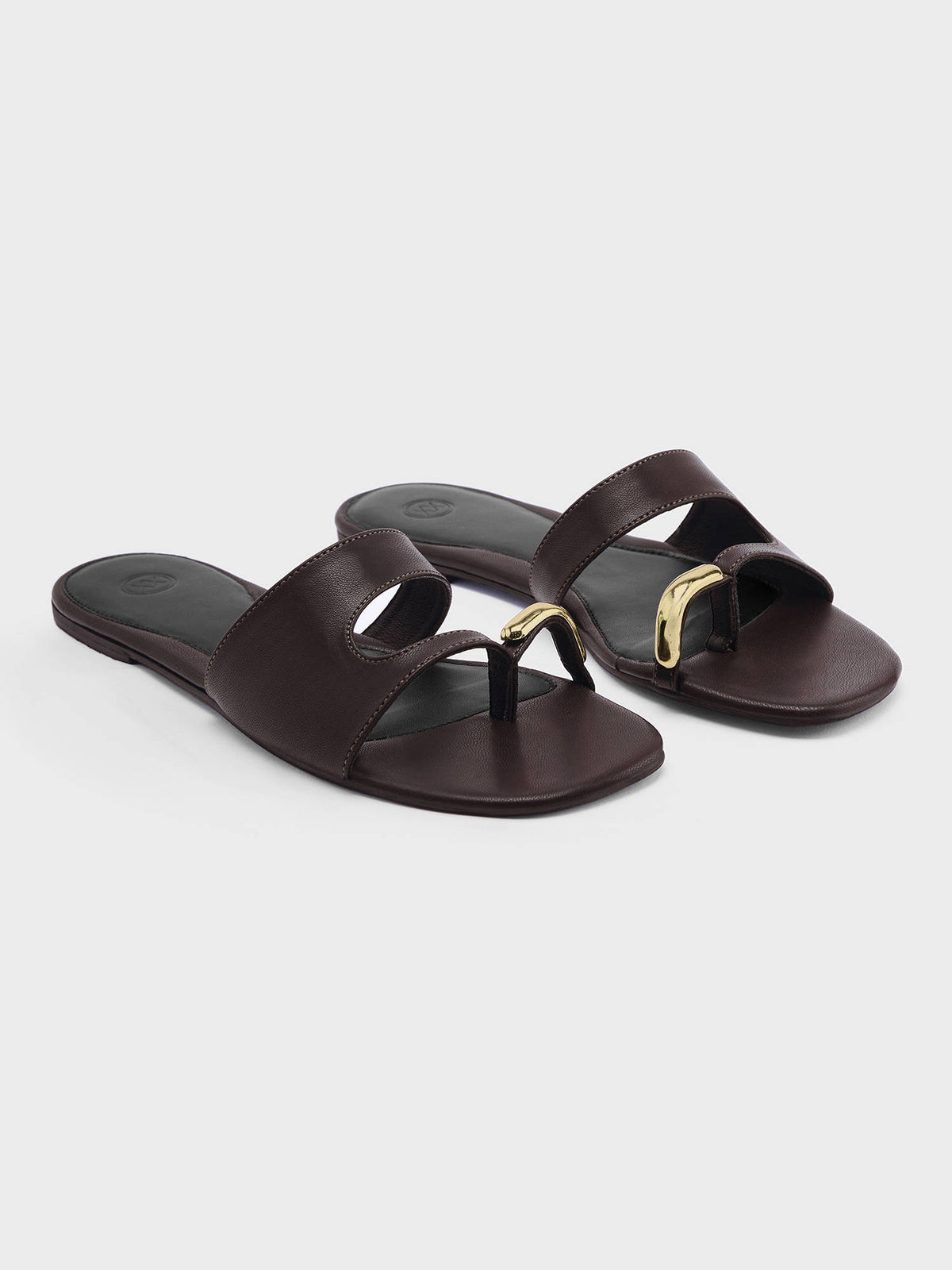 Brown Square One Toe Everyday Flats For Women | F61 - view 2