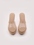Beige Elowen Raffia Wedges Heels | H78 - view 1