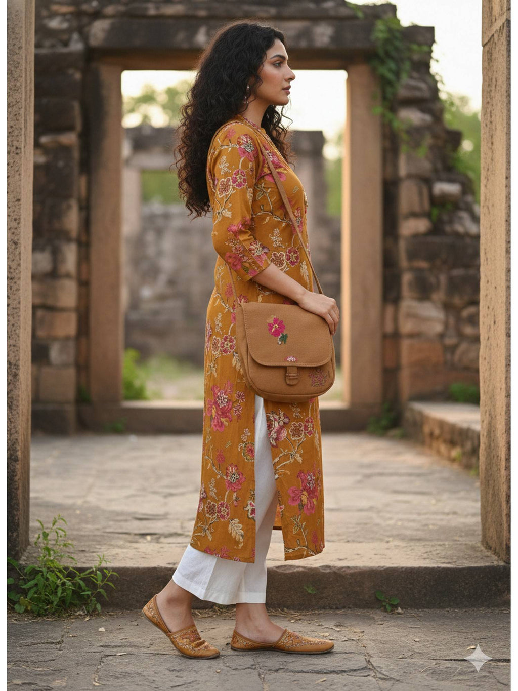 Blue Pure Cotton Floral Printed Kurta | U3S - view 11