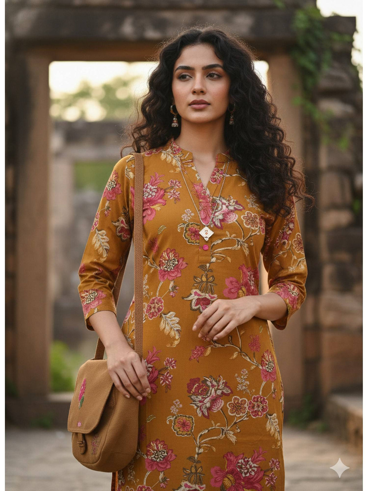 Blue Pure Cotton Floral Printed Kurta | FY93 - view 12