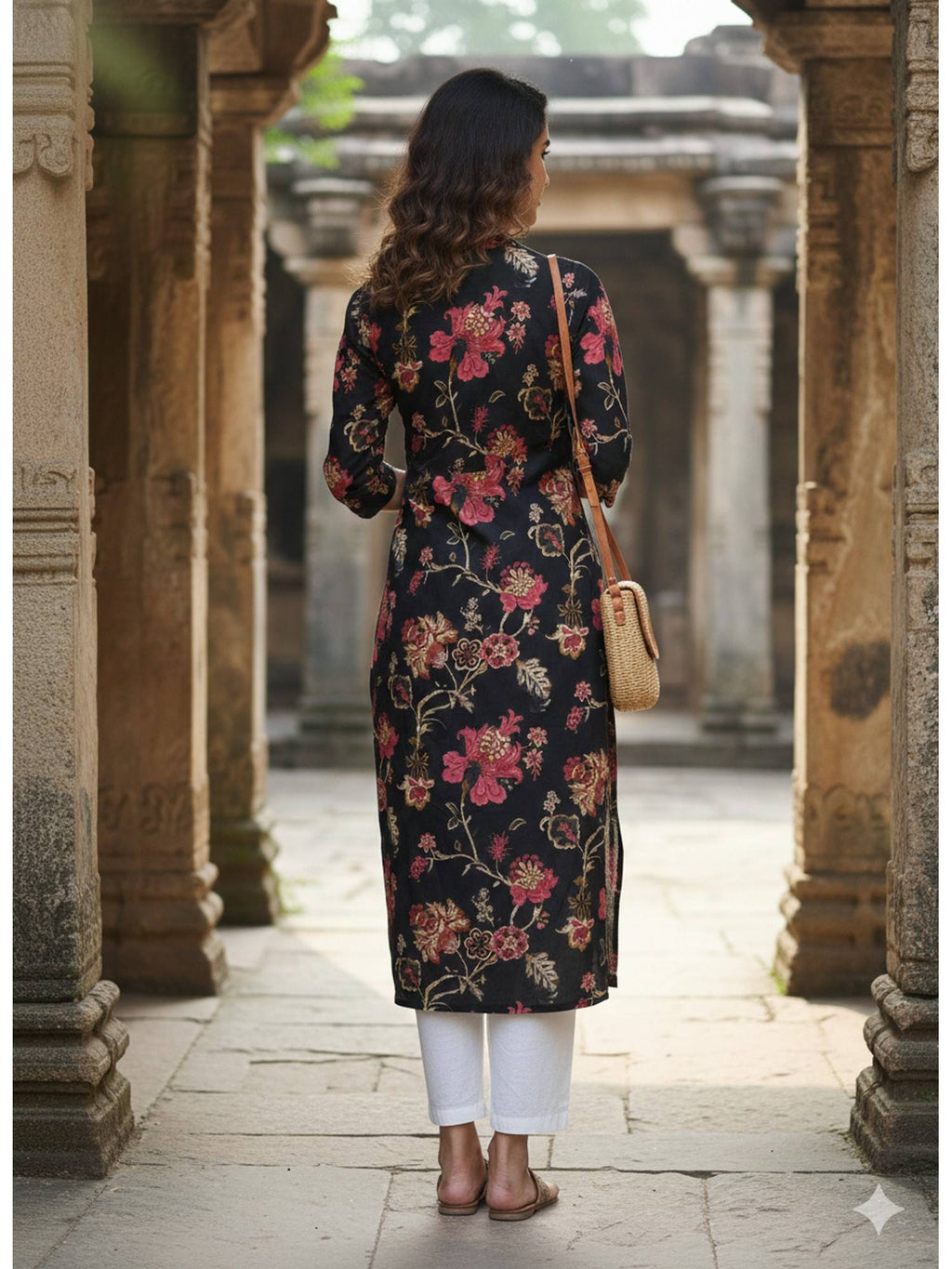 Mustard Yellow Pure Cotton Floral Printed Kurta | FY93 - view 6