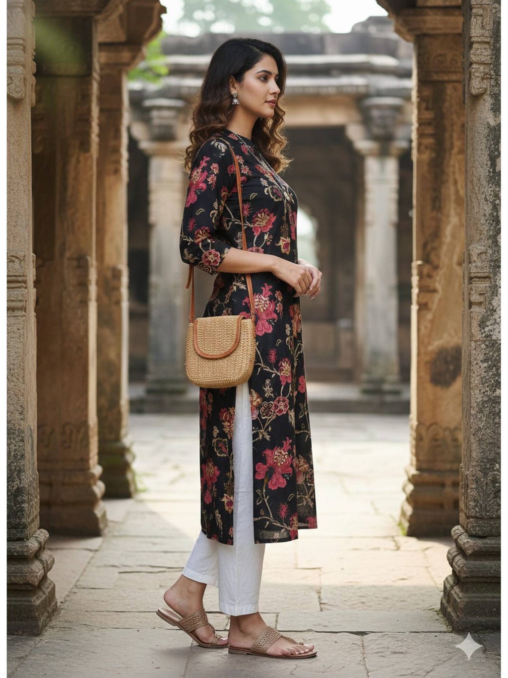 Mustard Yellow Pure Cotton Floral Printed Kurta | KDG - view 7