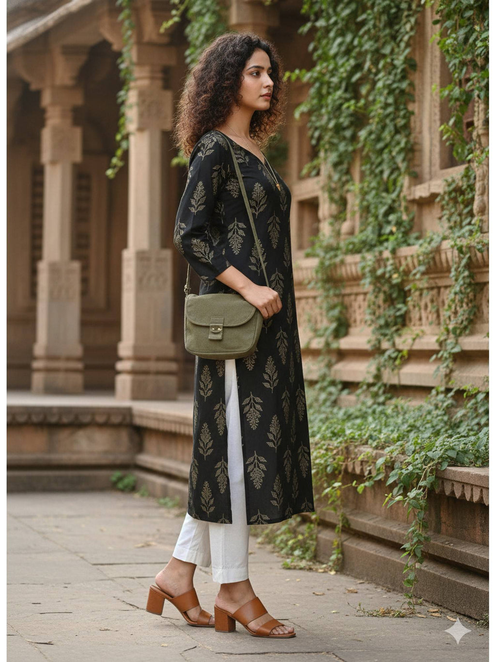 Brown Pure Cotton Hand Block Kurta | KDG - view 11