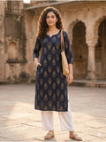 Brown Pure Cotton Hand Block Kurta | FY93 - view 5