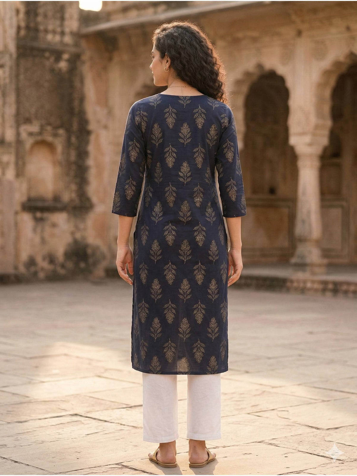 Brown Pure Cotton Hand Block Kurta | KDG - view 6