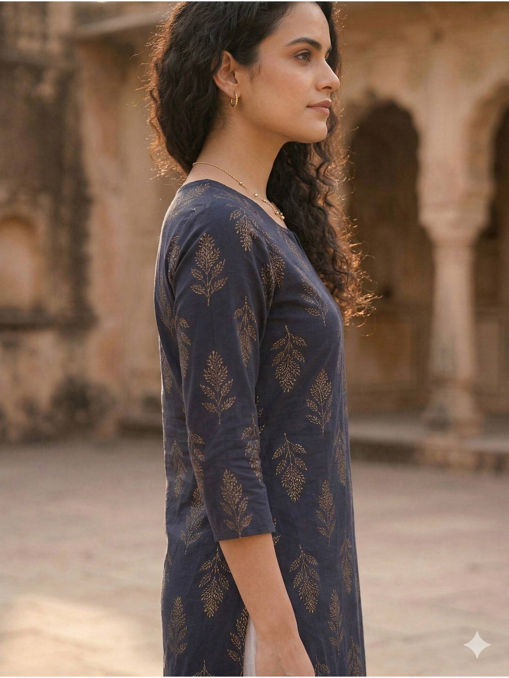 Brown Pure Cotton Hand Block Kurta | KDG - view 8