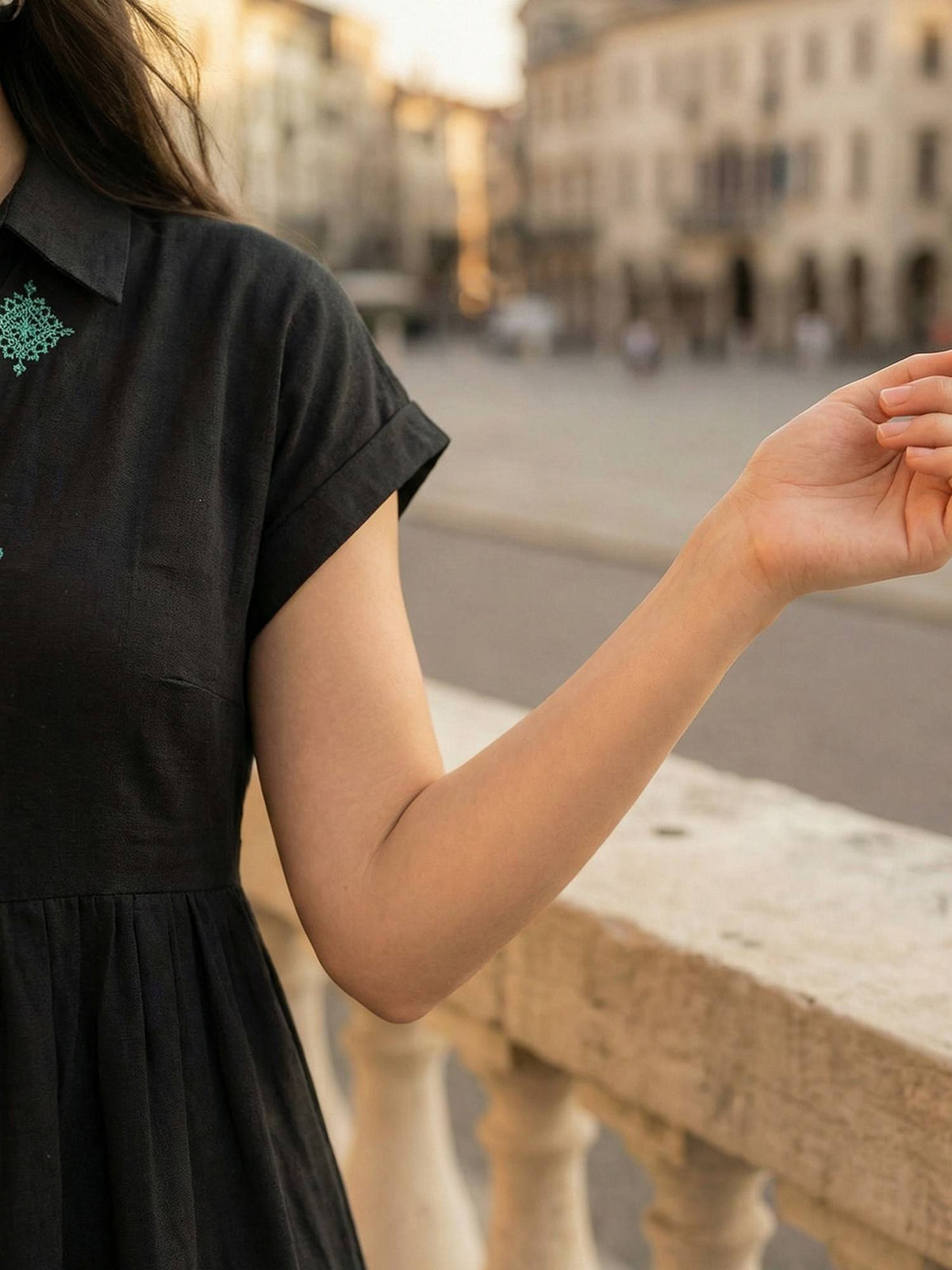 Black Embroidered Dress | D56 - view 3